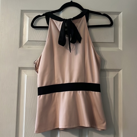 Lightly worn pink and black accent lace blouse. Dress up or down. - Picture 2 of 3